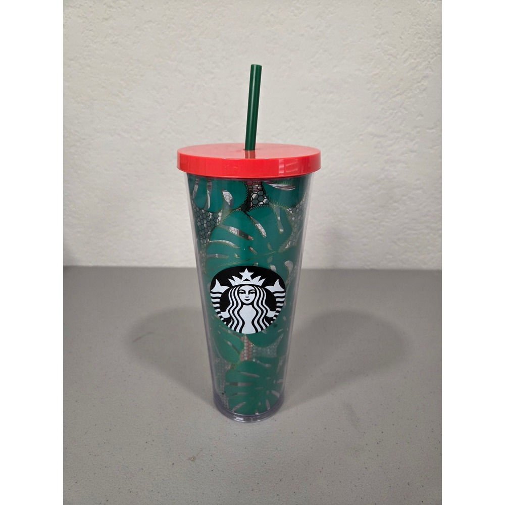 Starbucks Monstera Leaf Cold Cup Tumbler 24oz Tropical Botanical